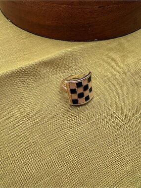 Vintage checkerboard statement ring